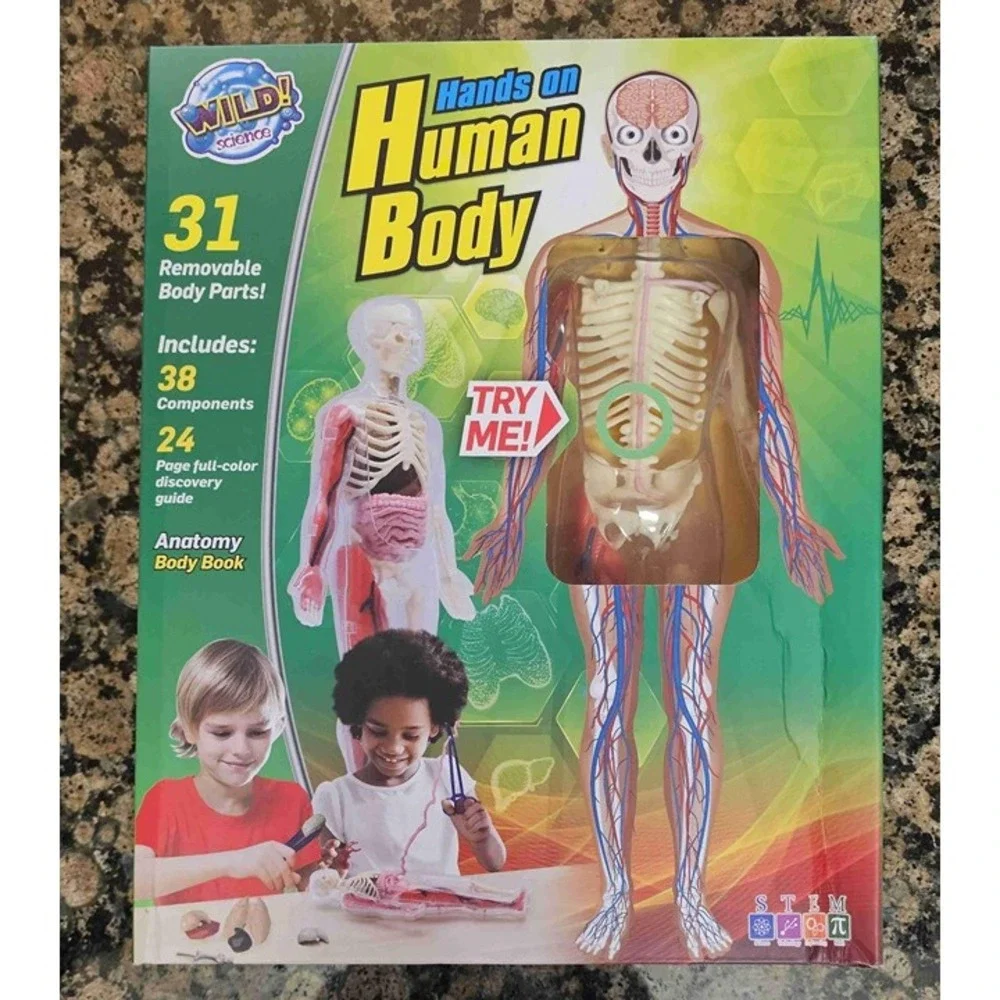 Wild Science - Hands On Human Body Model Science Kit 38 Piece, Anatomy Book STEM